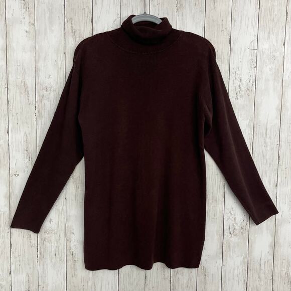Reflections Spiegel Brown Long Sleeve Turtleneck Knit Warm 2 Piece Shirt Skirt - Picture 2 of 14
